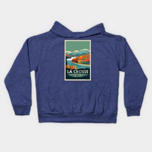 Wisconsin Vintage 1940’s Style Travel Poster-Fall Kids Hoodie